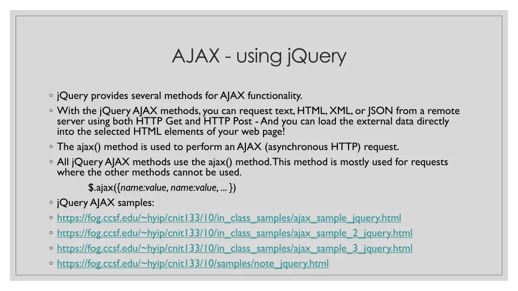 ajax using jquery