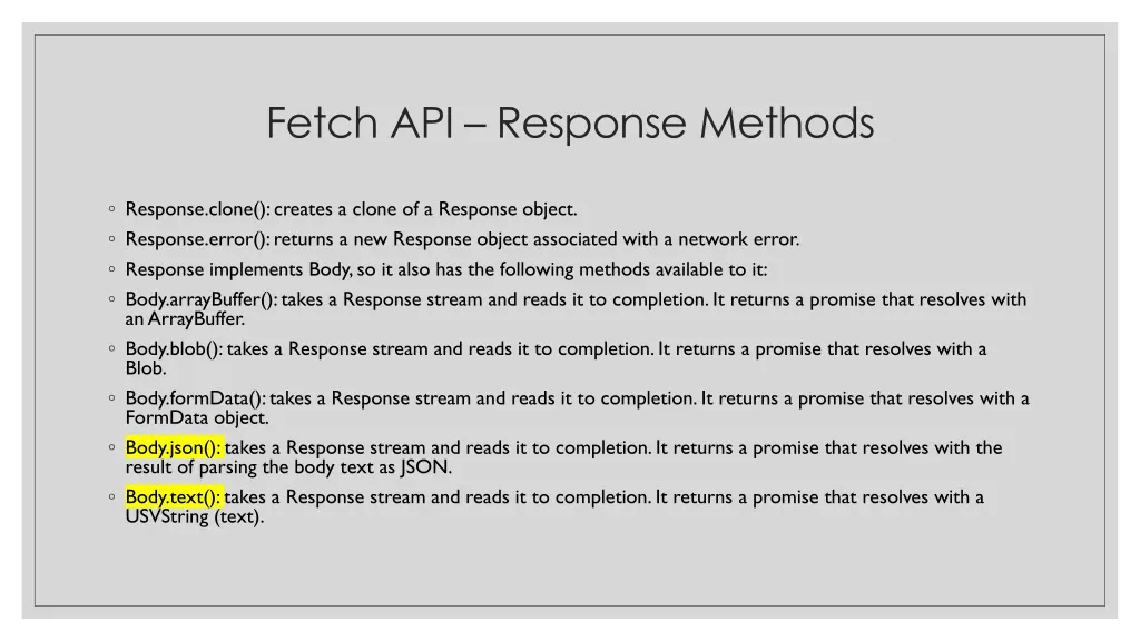 fetch api response methods