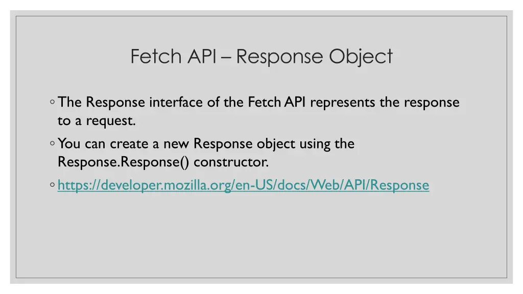 fetch api response object