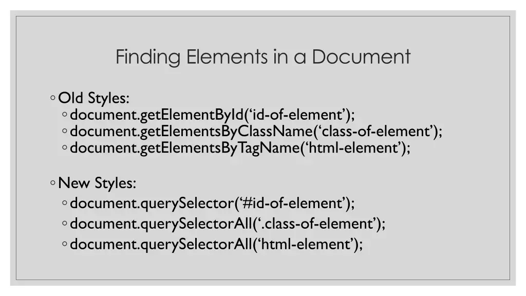 finding elements in a document