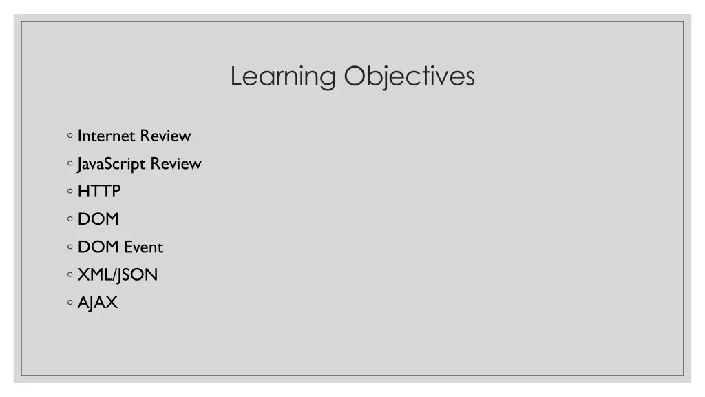 learning objectives