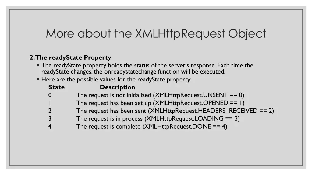 more about the xmlhttprequest object 1