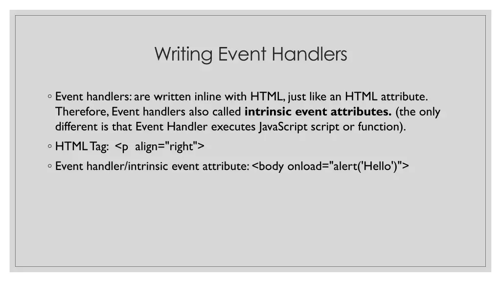 writing event handlers