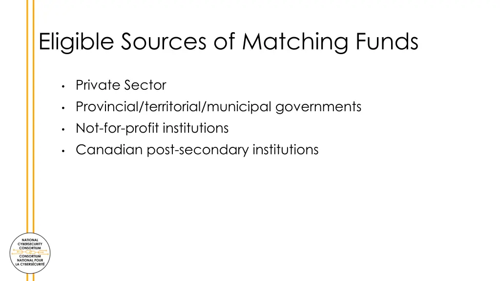 eligible sources of matching funds