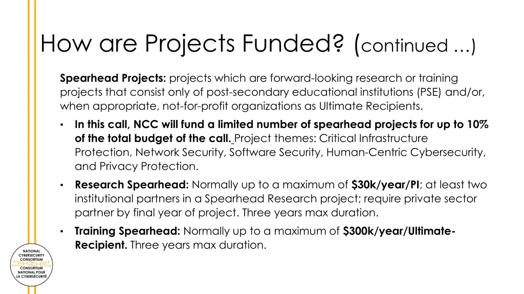 how are projects funded continued 2