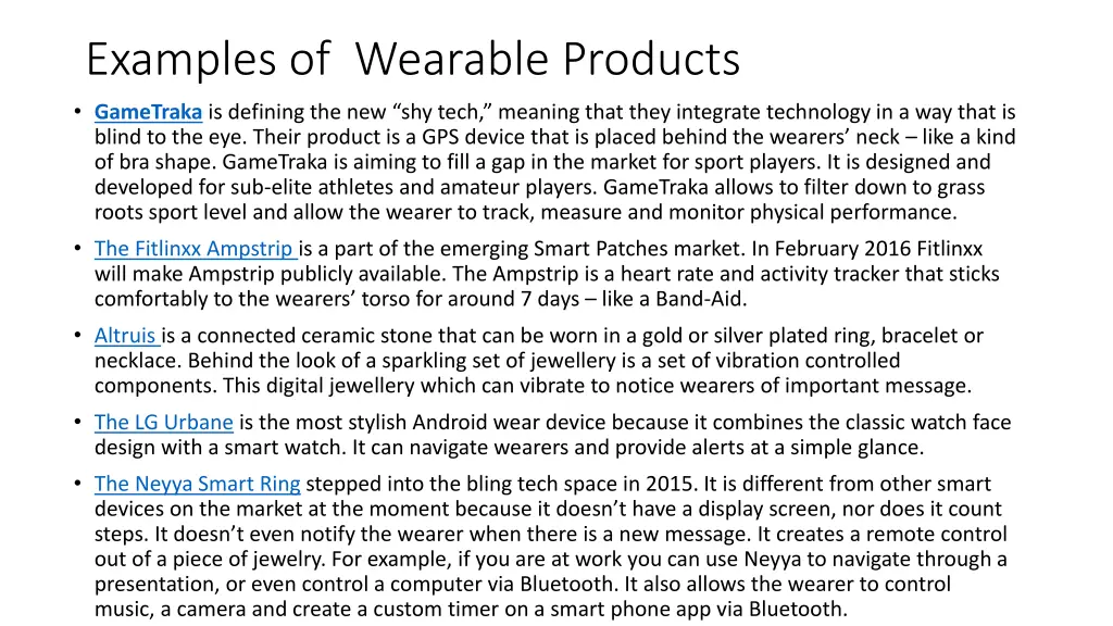 examples of wearable products gametraka