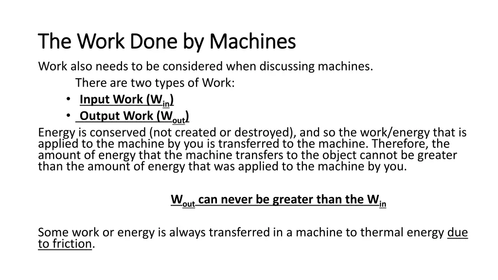 the work done by machines the work done 1