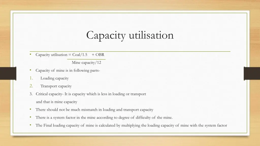 capacity utilisation