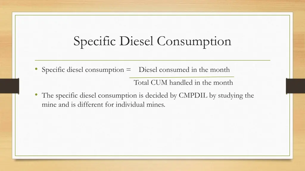 specific diesel consumption