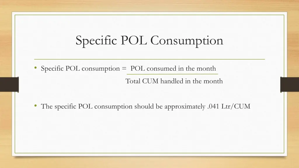 specific pol consumption