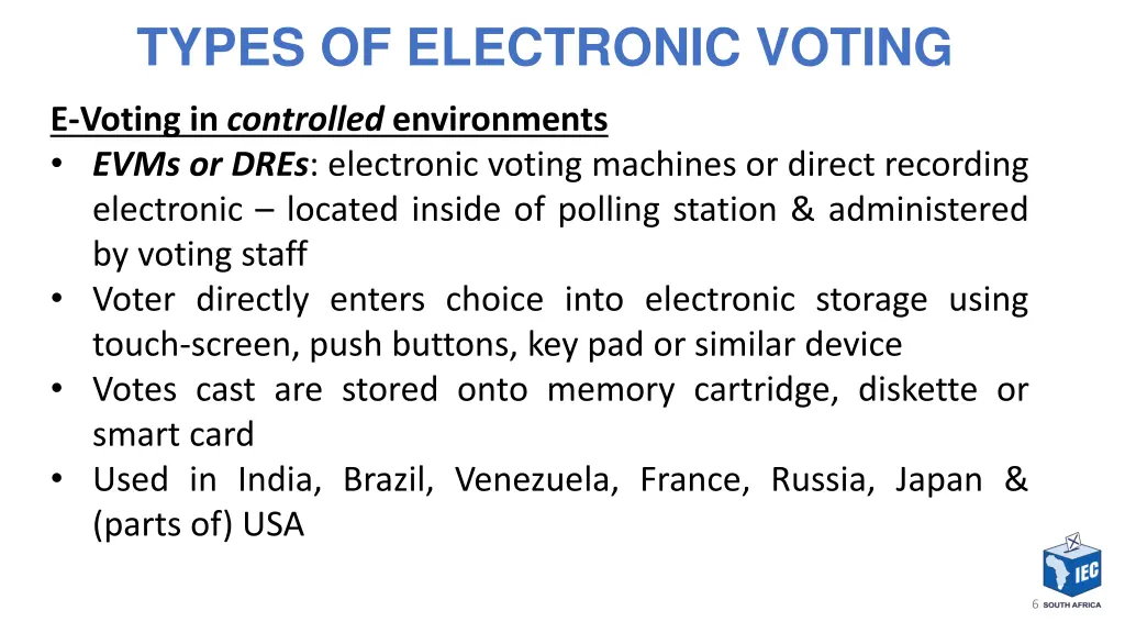 types of electronic voting