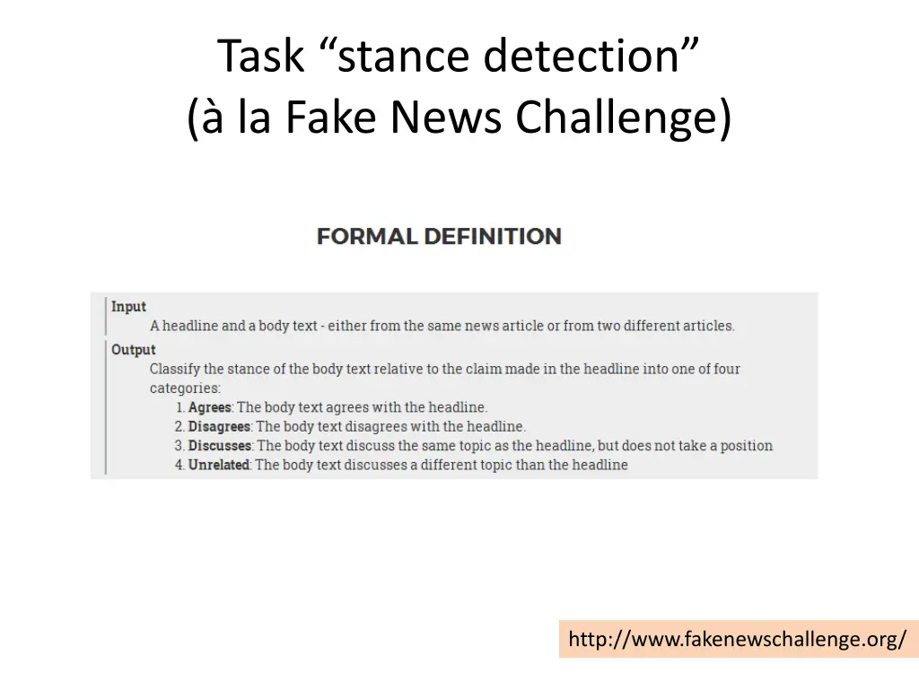 task stance detection la fake news challenge