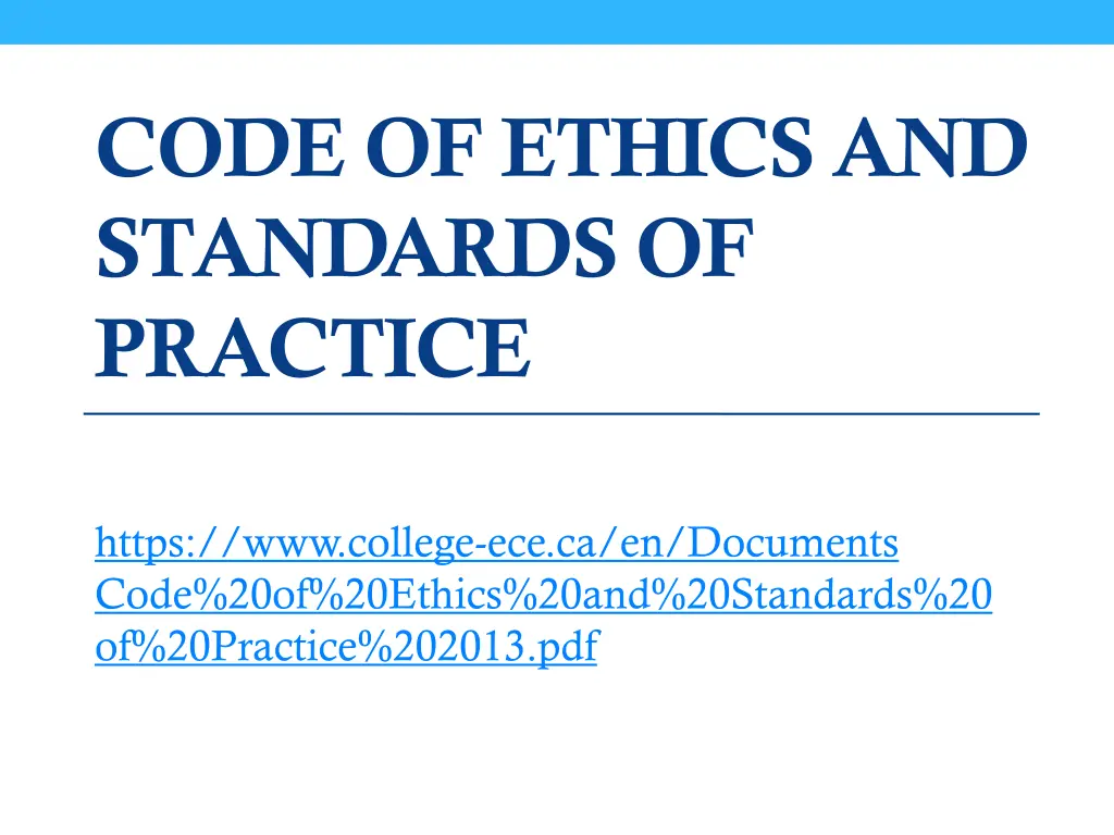 code of ethics and standards of practice