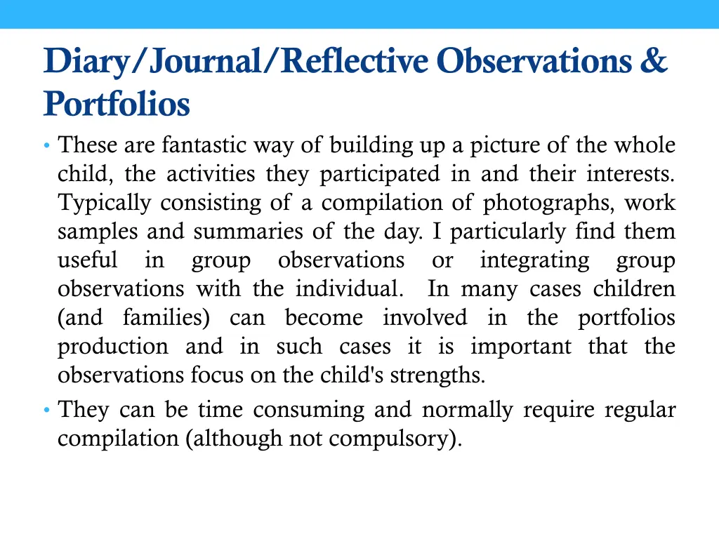 diary journal reflective observations portfolios