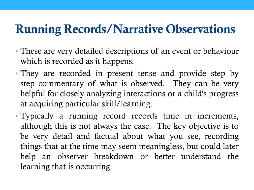 running records narrative observations