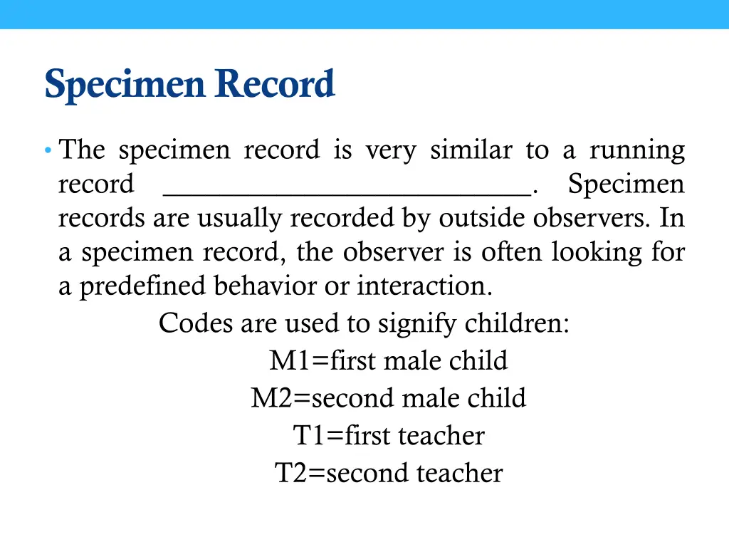 specimen record