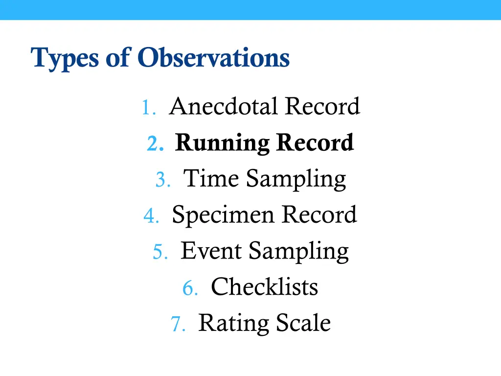 types of observations 1