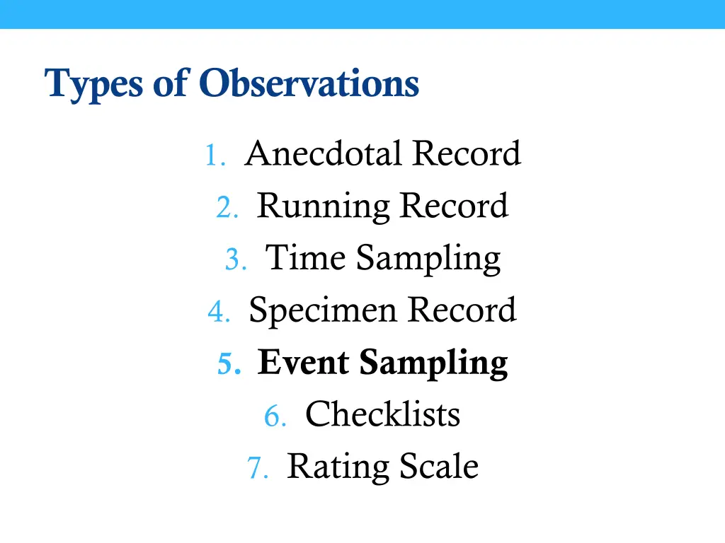 types of observations 4