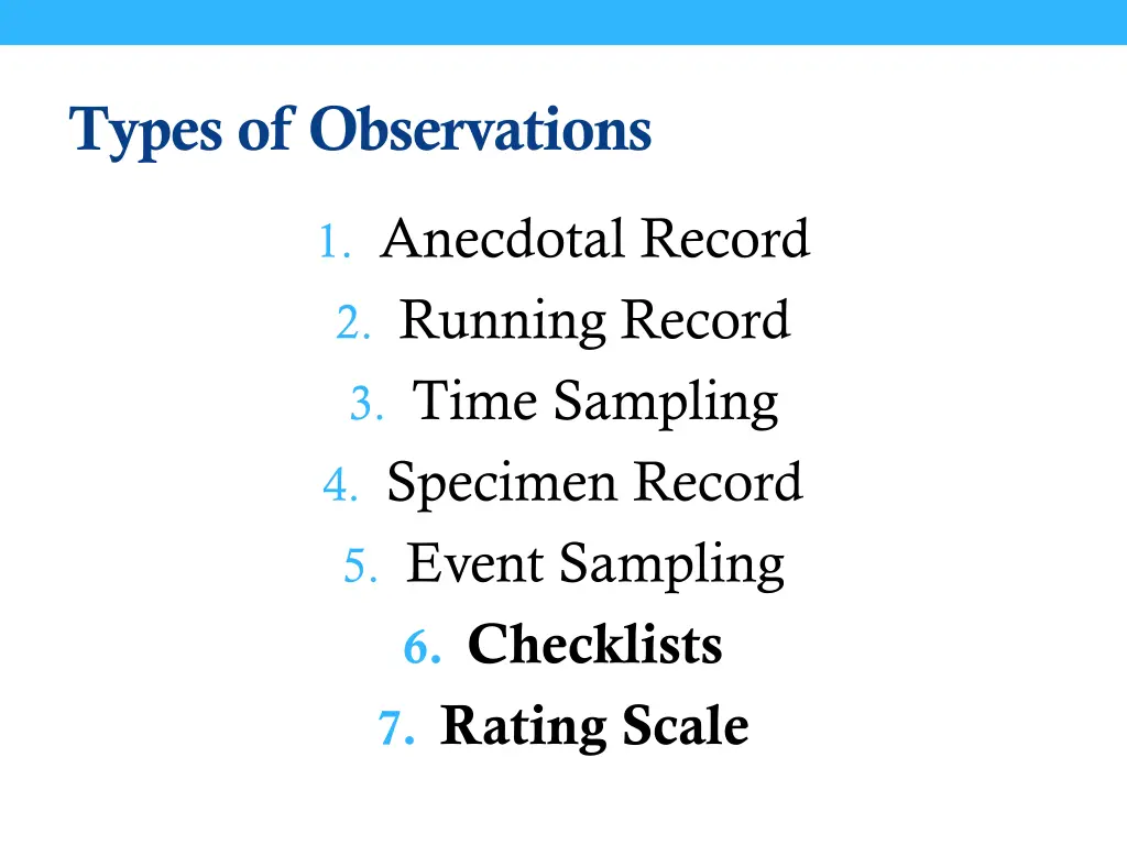 types of observations 5