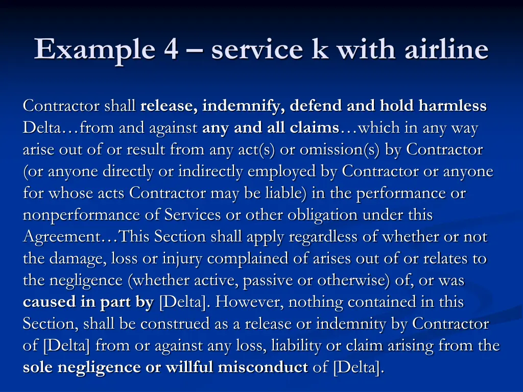 example 4 service k with airline