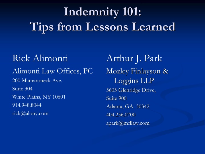 indemnity 101 tips from lessons learned