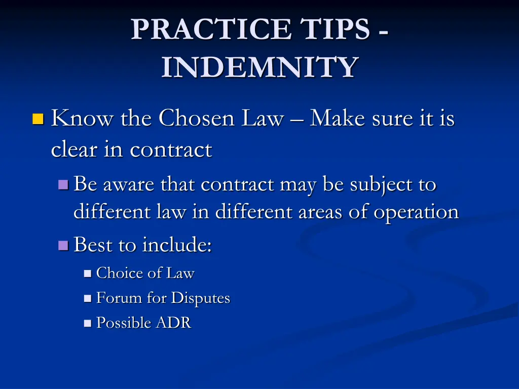 practice tips indemnity 1