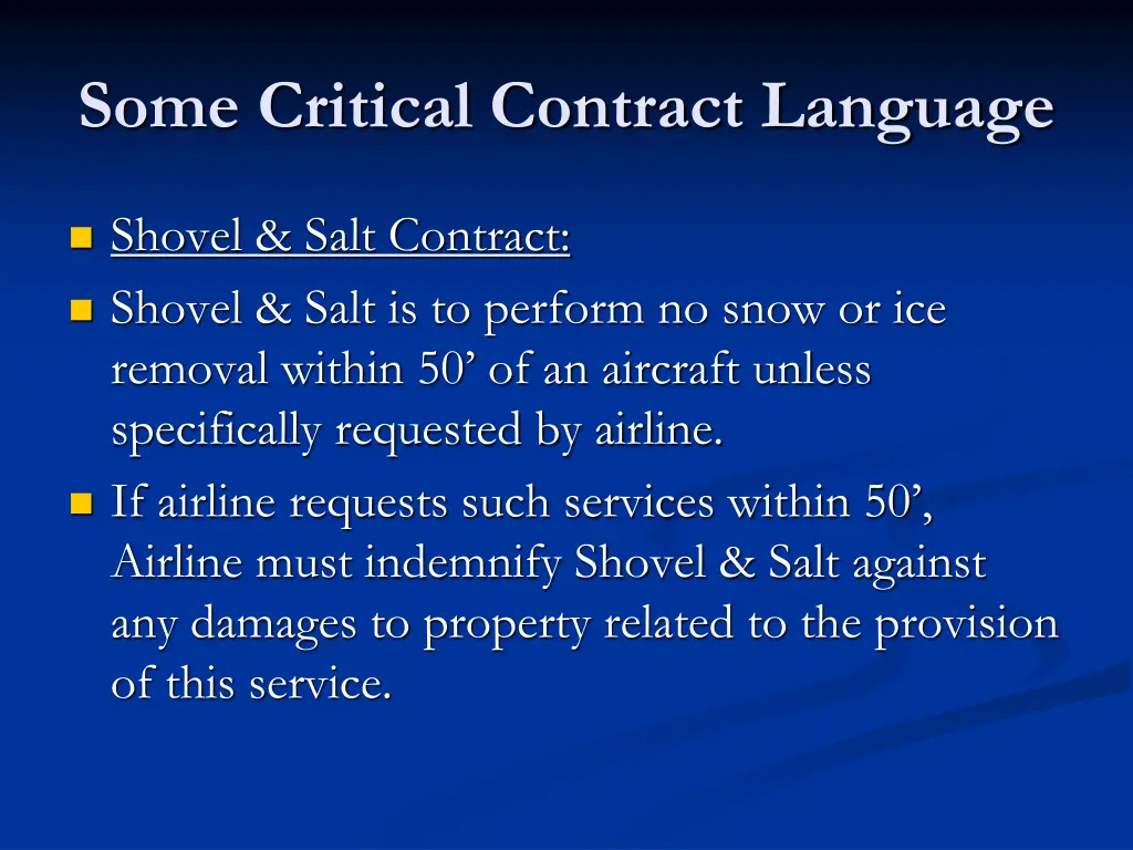 some critical contract language