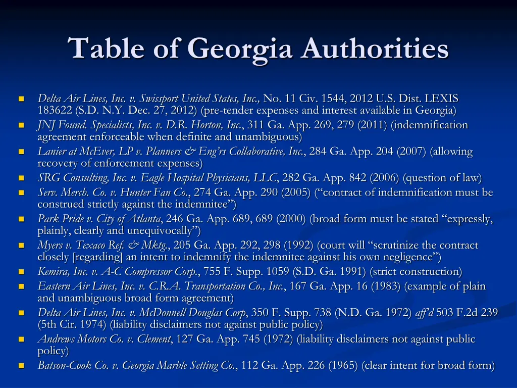 table of georgia authorities