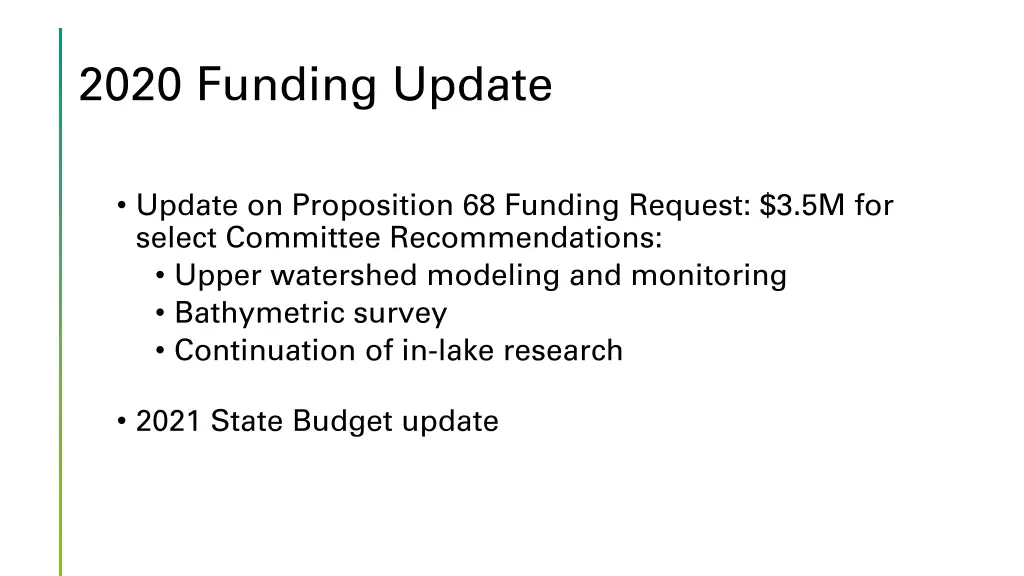 2020 funding update