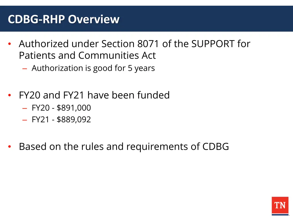 cdbg rhp overview