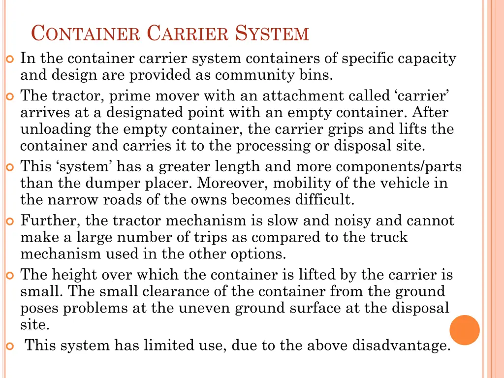 c ontainer c arrier s ystem in the container