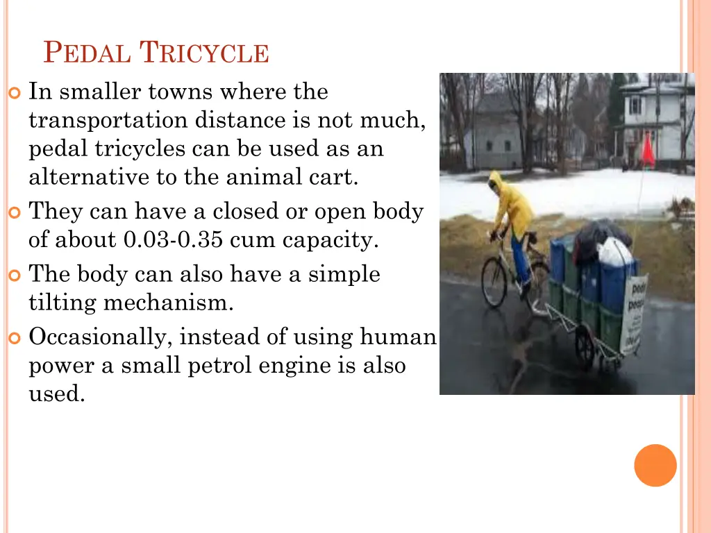 p edal t ricycle in smaller towns where