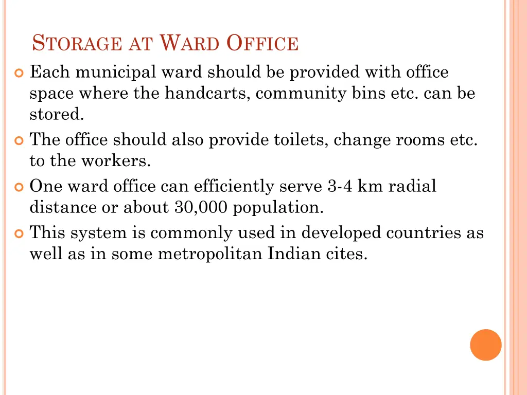 s torage at w ard o ffice each municipal ward