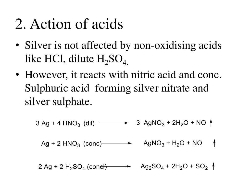 2 action of acids