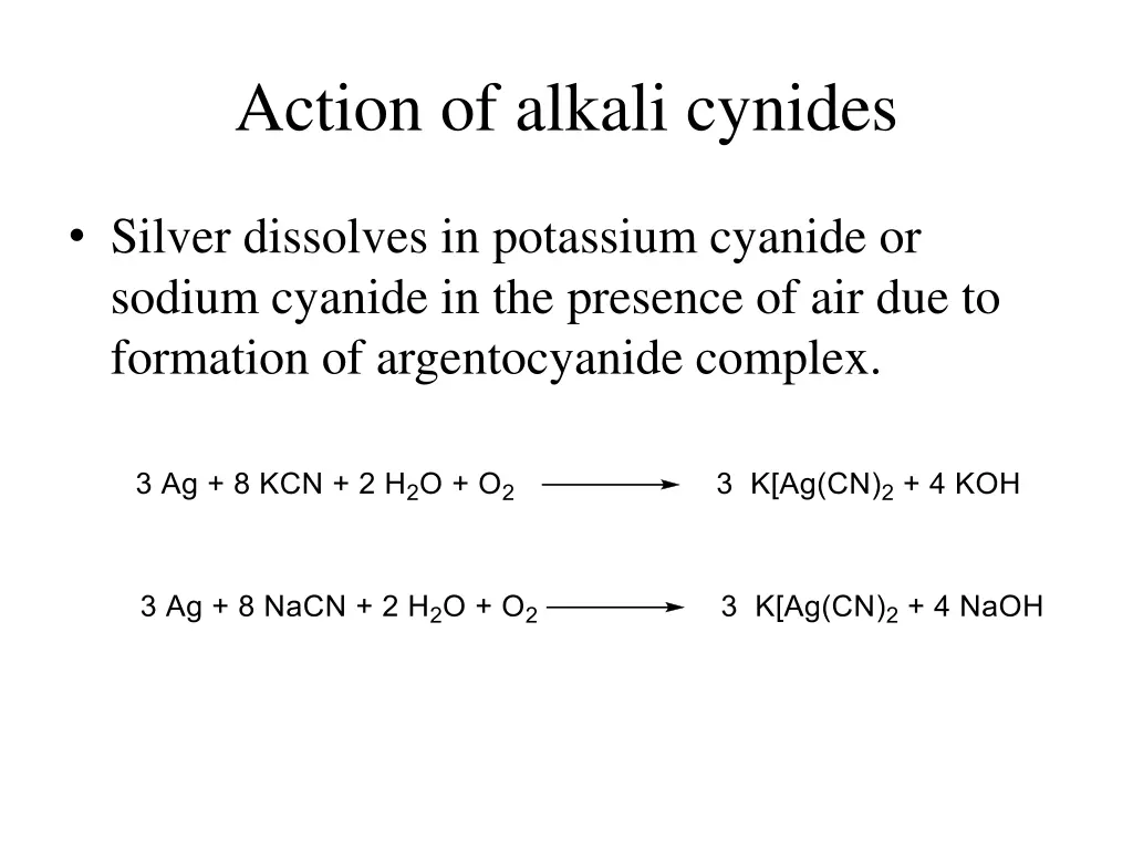 action of alkali cynides