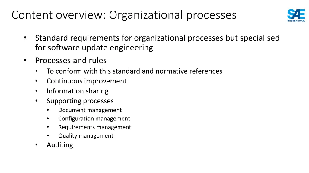 content overview organizational processes