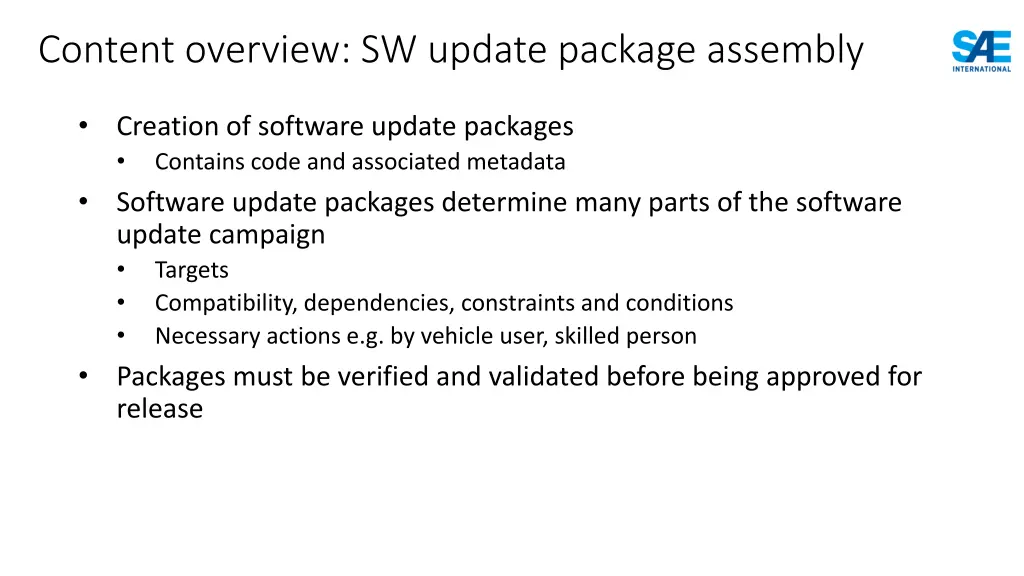 content overview sw update package assembly
