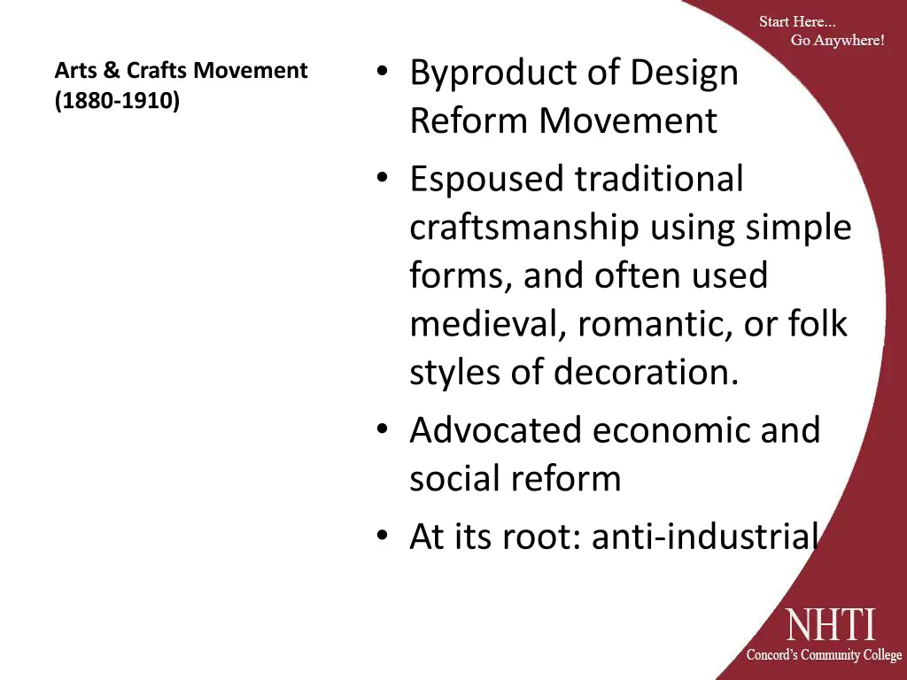 byproduct of design reform movement espoused