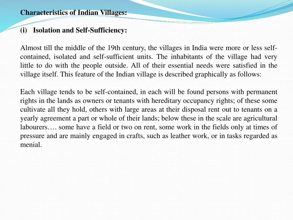 characteristics of indian villages