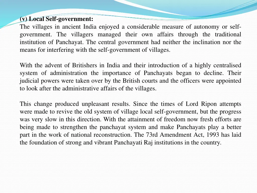 v local self government the villages in ancient