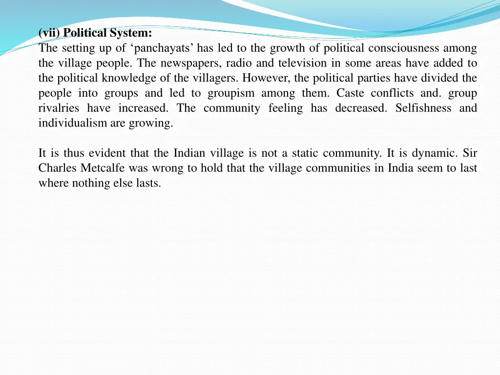 vii political system the setting up of panchayats