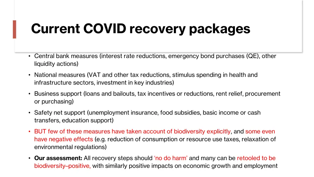 current covid recovery packages