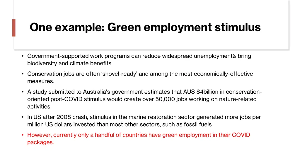 one example green employment stimulus