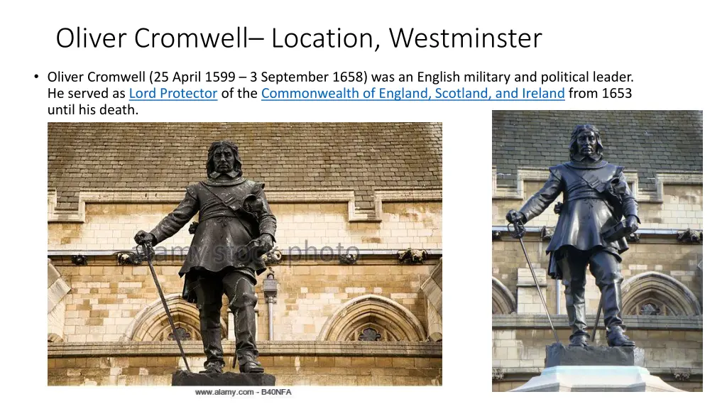 oliver cromwell location westminster