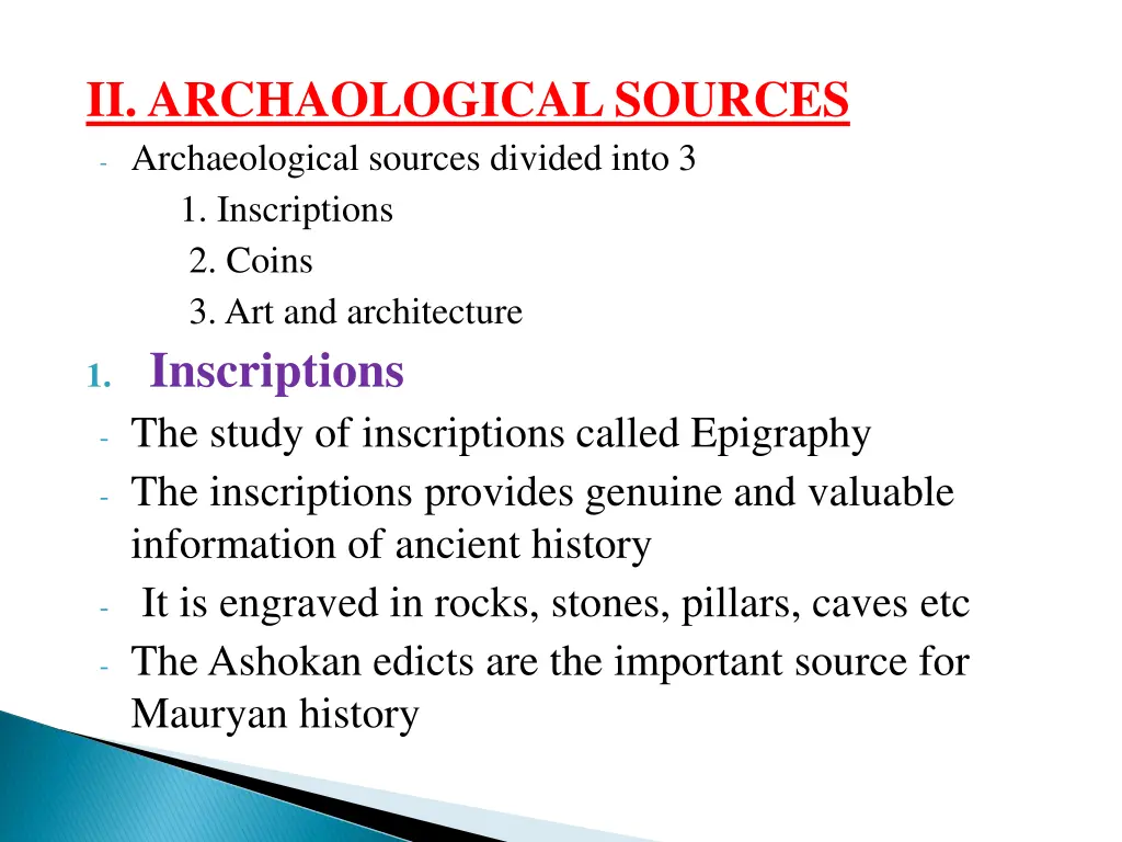 ii archaological sources archaeological sources