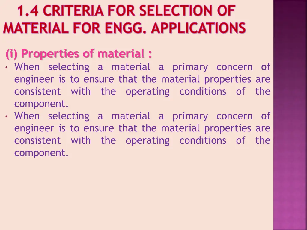 1 4 criteria for selection of material for engg 1