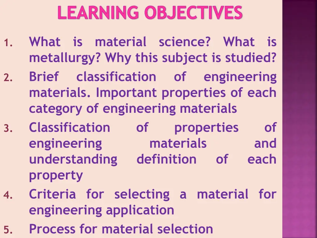 learning objectives