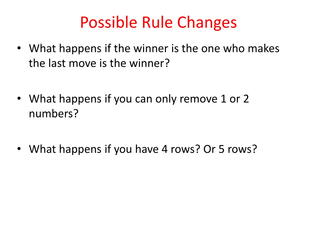 possible rule changes