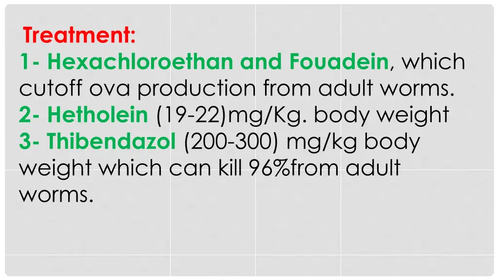 treatment 1 hexachloroethan and fouadein which