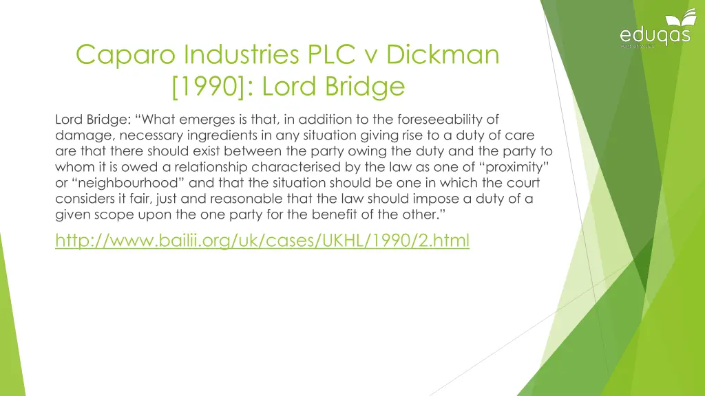 caparo industries plc v dickman 1990 lord bridge 1